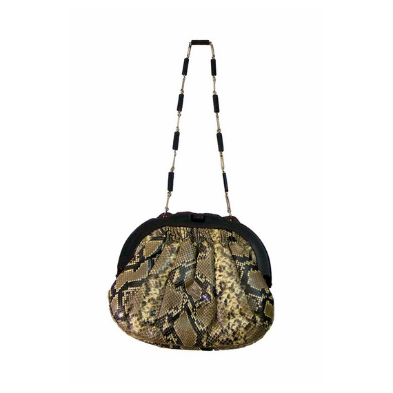 1940s Snakeskin Bag With Bakelite Oval Frame
