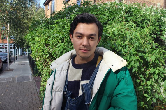 90s denim dungarees, patterned sweater and padded jacket 90s denim dungarees, patterned sweater and padded jacket
