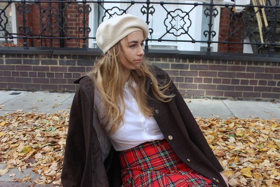 90s white shirt kilt and beret 90s white shirt kilt and beret