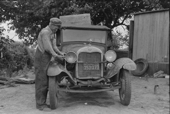 Vintage mens workwear collection - Farm worker in his overalls, California, 1930s Vintage mens workwear collection - Farm worker in his overalls, California, 1930s