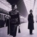 Lisa Fonssagrives in Paddington station, London, by American photographer Toni Frissell, 1951