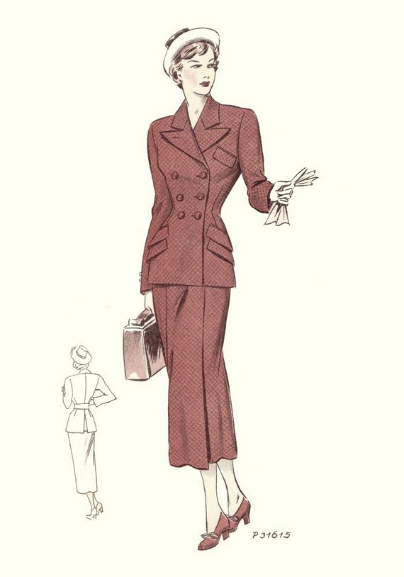 1940s two peice tailored suit with pencil skirt 1940s two peice tailored suit with pencil skirt