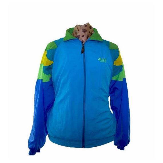 80s Blue Green Shell Suit Two Piece for sale