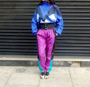 Blue and purple shell suit for sale