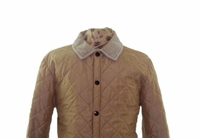 Close up of Camel Barbour Quilted Jacket Mens