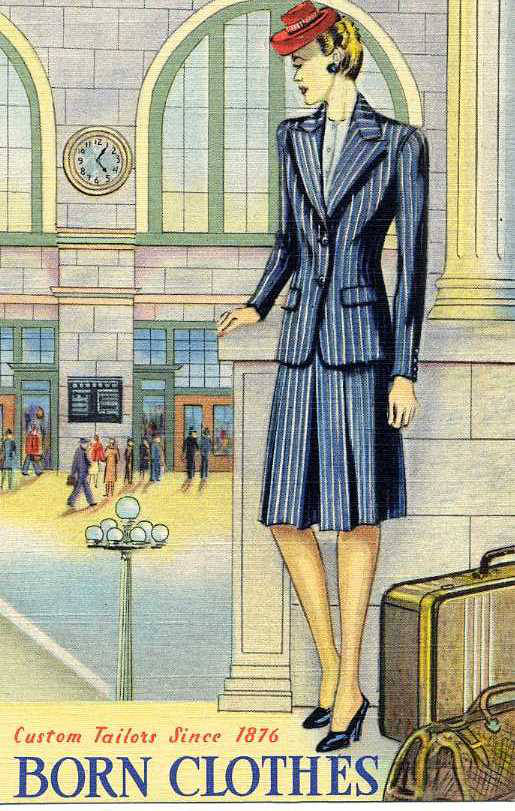 M. Born Ladies Clothes publicity illustration, 1944 M. Born Ladies Clothes publicity illustration, 1944