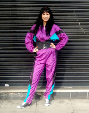 Purple, Turquoise and black shell suit 80s