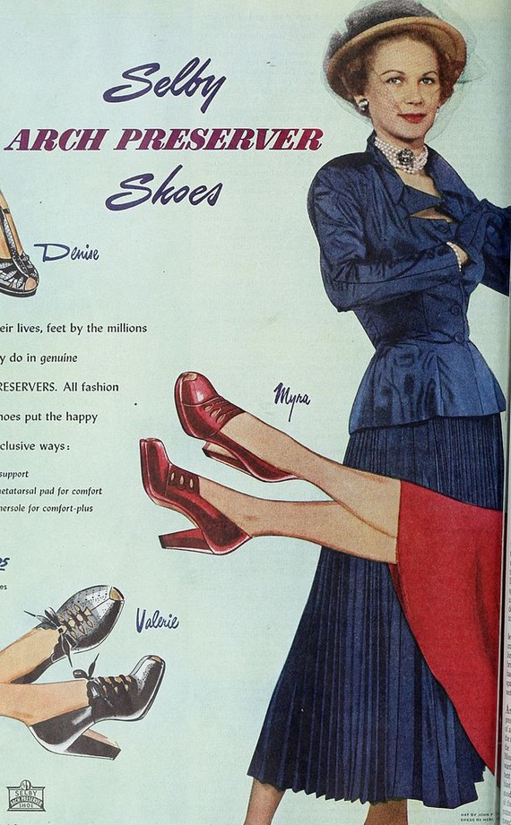 Women's shoes publicity advert, The Ladies' home journal, 1948 Women's shoes publicity advert, The Ladies' home journal, 1948