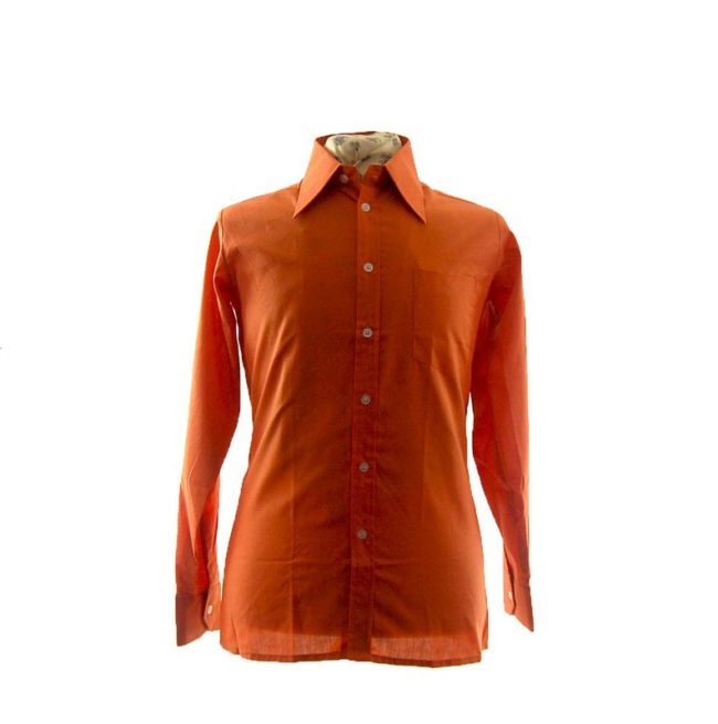 70s Burnt Orange Long Collard Shirt