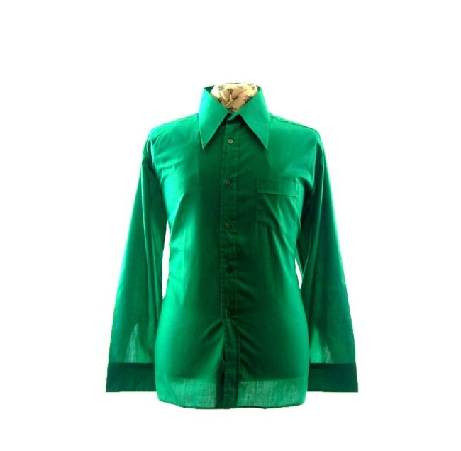 70s Cavelli Green Long collard Shirt