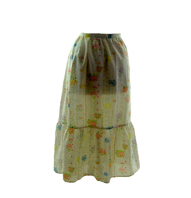 70s Small Floral Print A-Line Skirt