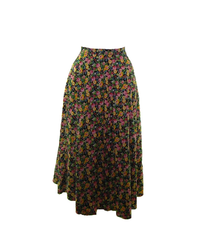70s Vibrant Floral A-Line Skirt