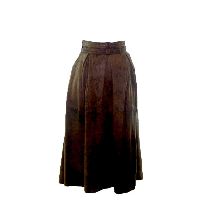 80 Style Long Brown Leather Skirt