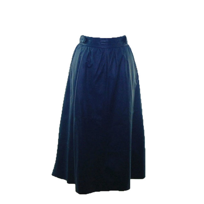 80s Dark Powder Blue Leather Skirt