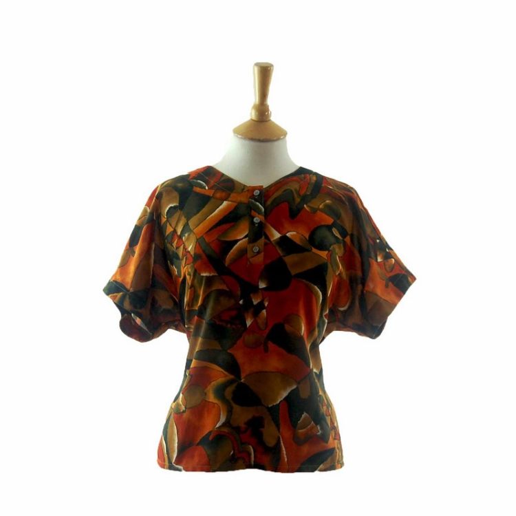 90s Abstract Autumn Colours Blouse