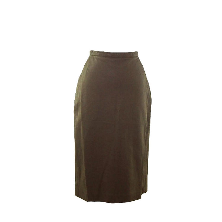 90s Beige Leather Midi Skirt