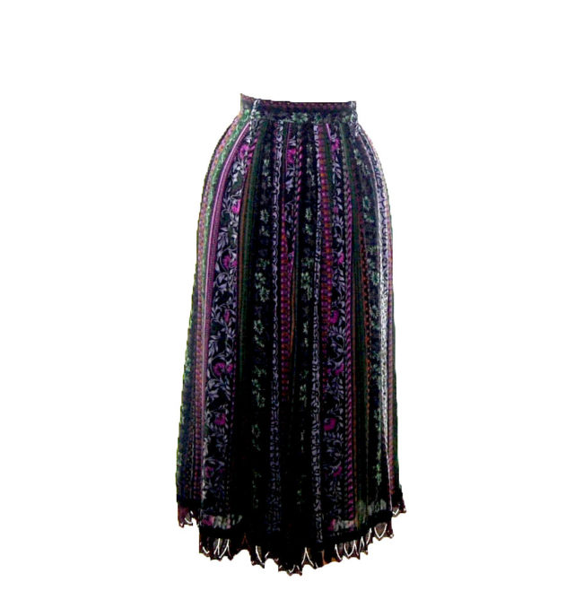 90s Floral Scroll Print A-Line Skirt