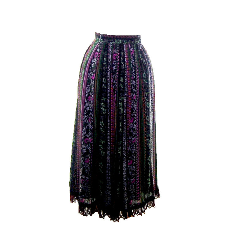 90s Floral Scroll Print A-Line Skirt