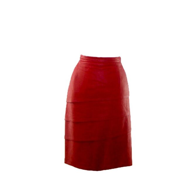 90s Red Leather Pencil Skirt