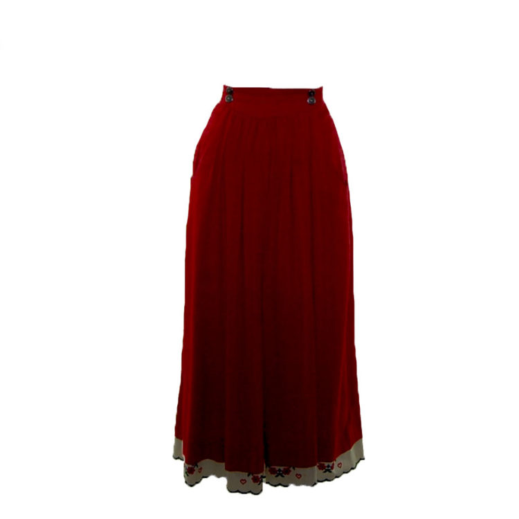 90s Red Traditional Austrian A-Line Skirt
