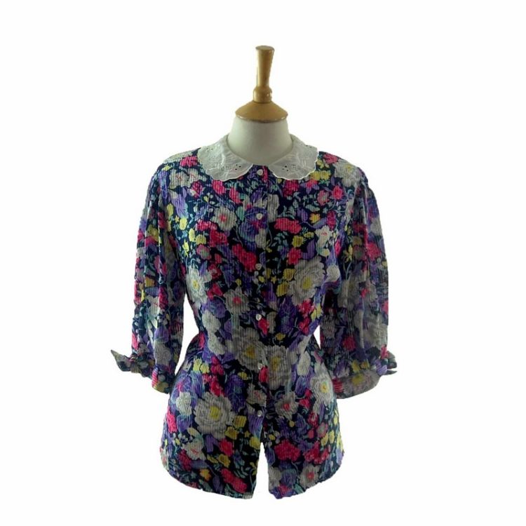 90s Vibrant Floral Blouse