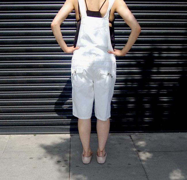 Back of Vintage White Denim Dungarees