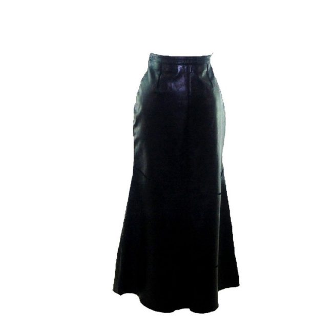 Black Leather Evening Length Skirt