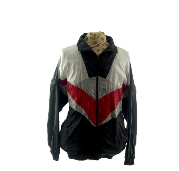 Black Multicolored Shell Suit Jacket - UK L - Blue 17 Vintage Clothing