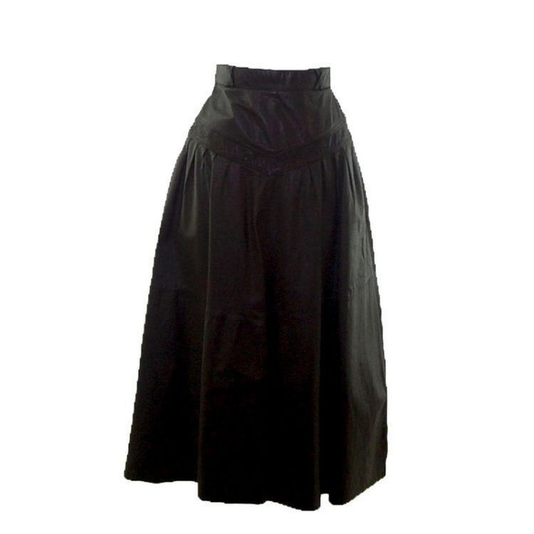 Brown Leather midi Skirt