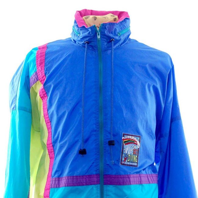 Close up front Blue 90s Windbreaker