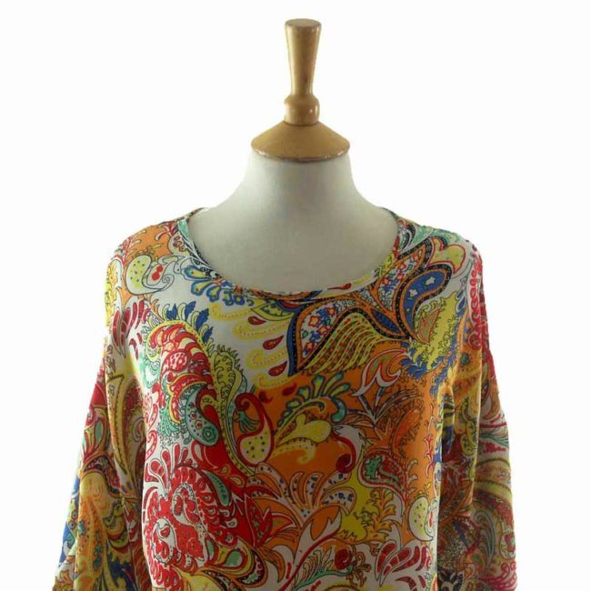 Close up front of 90s Paisley Print blouse