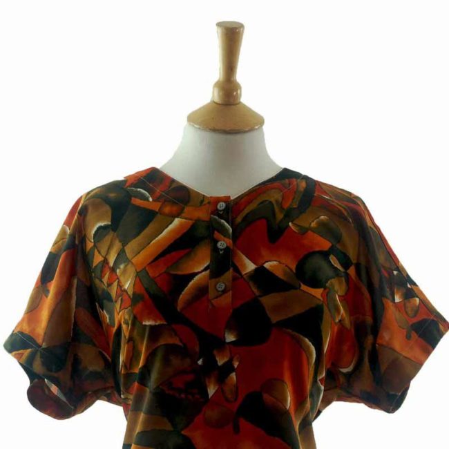 Front close up of 90s Abstract Autumn Colours Blouse