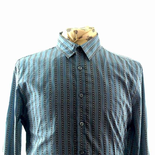 Front close up of Blue Paul Smith Floral Shirt