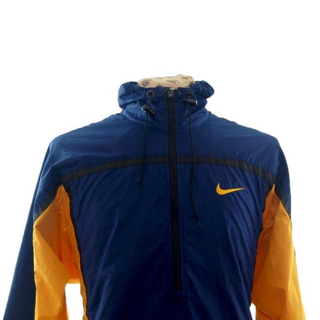 Front close up of Blue Vintage Nike Windbreaker