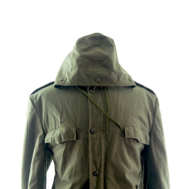 Front close up of Green Military parka