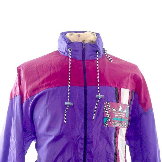 Front close up of Purple Adidas Vintage Windbreaker