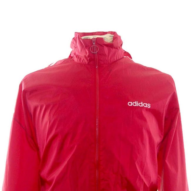 Front close up of Red Vintage Adidas Windbreaker