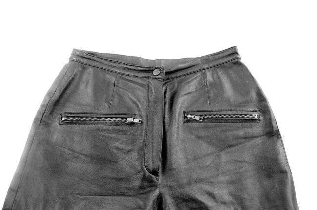Front close up photo of 90s Leather Ladies Short Shorts