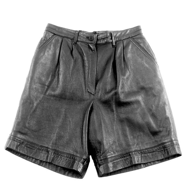 Ladies Black High Waist Leather Shorts