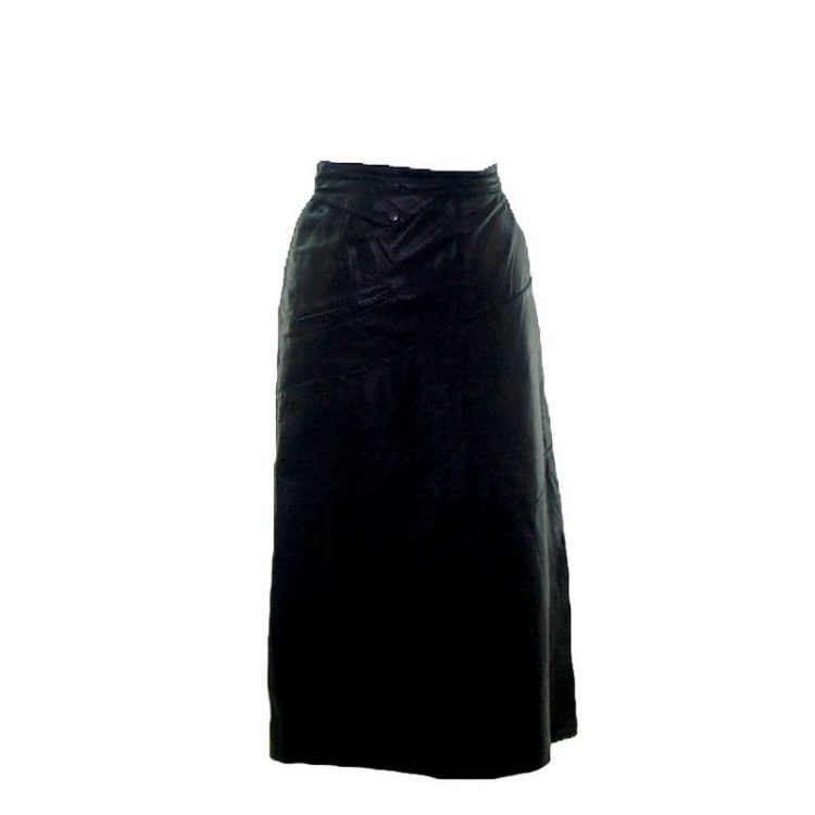 Long Black Leather Skirt