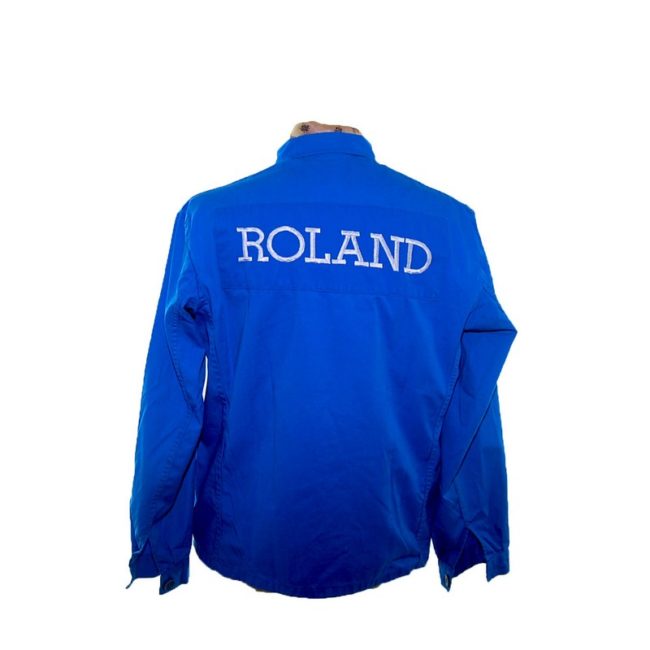 back of Blue Roland Offset Work Jacket