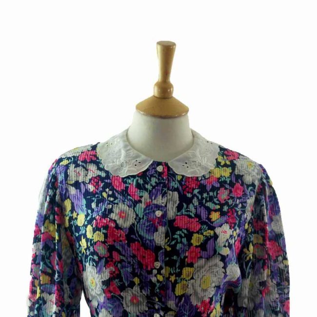 close up front of 90s Vibrant Floral Blouse