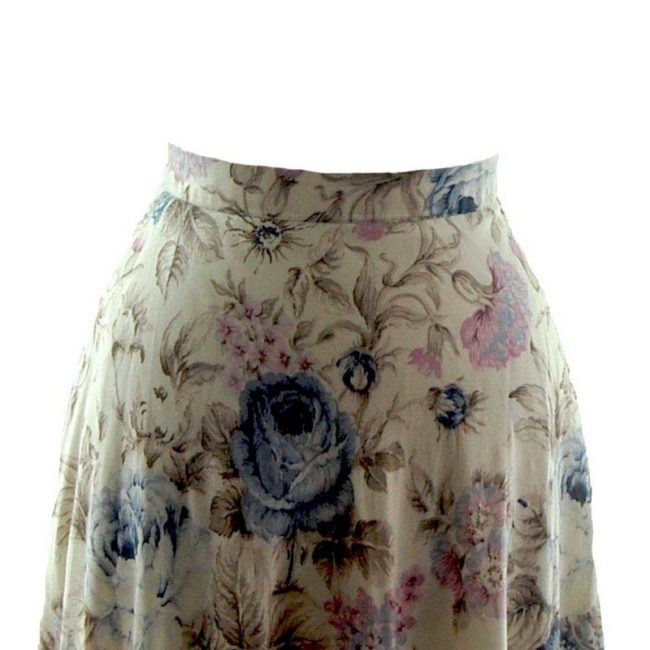 front of 70s A-line Pastel Floral Skirt