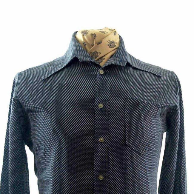 front of 70s Blue Large Polka Dot Shirt