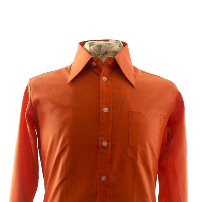 front of 70s Burnt Orange Long Collard Shirt