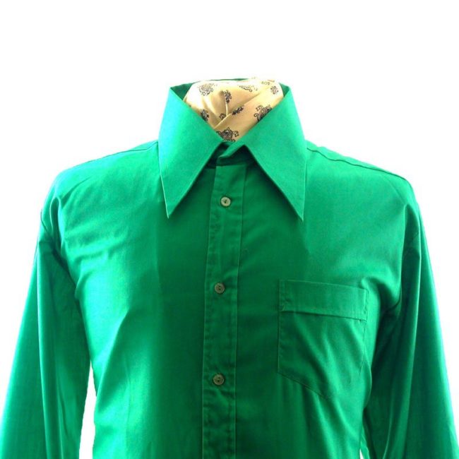 front 70s Cavelli Green Long collard Shirt