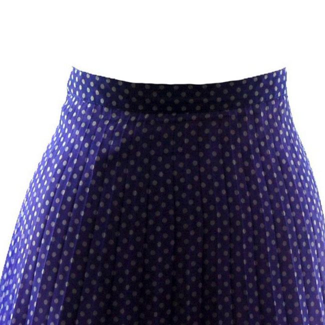 front of 70s Purple Polka Dot A-Line Skirt