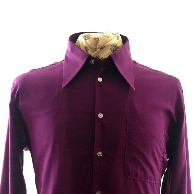 front of 70s Santis Purple Collared Shirt