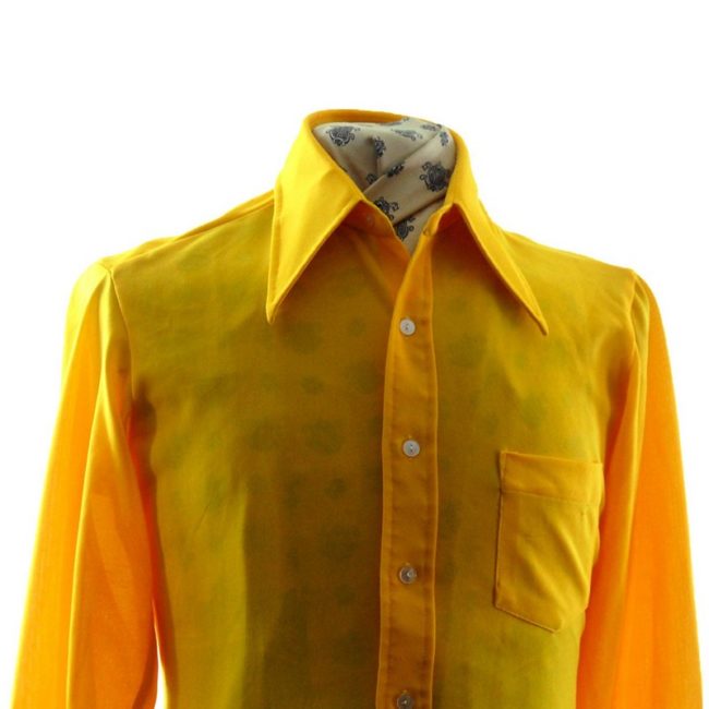 front of 70s Sunflower Yellow Collared Shirt