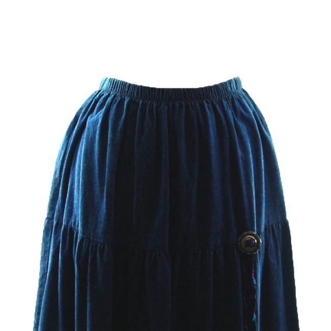 front of 90s Blue Denim A-Line Skirt